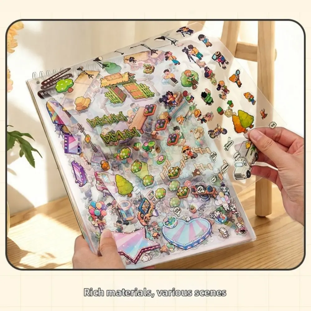 New Variety Show Mini Scene Stickers Finely Die-Cut PET Miniature Sticker Book 8 Large Scene Stacking Sticker DIY Projects
