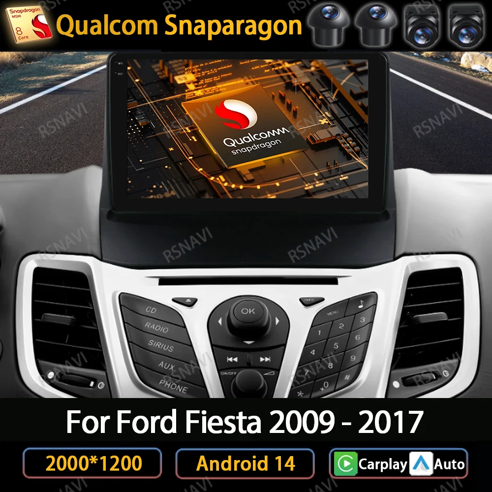 

Автомобильный радиоприемник на Android 14 для Ford Fiesta 2009-2017, мультимедийный видеоплеер с GPS Навигатором, 4G, Wi-Fi, беспроводное автомобильное головное устройство для Carplay QLED