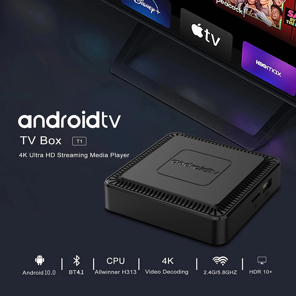 Q7 ATV Android10.0 TV Box Allwinner H313 Netflix BT4.1 4K HD AndroidTV 2.4G/5G Dual WiFi Smart Set Top Box Media Player 2GB 16GB