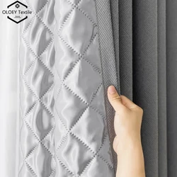 OLOEY Modern Curtains for Living Dining Room Bedroom Acoustic Cotton Linen Blackout Thickened Insulation Curtain Window Custom