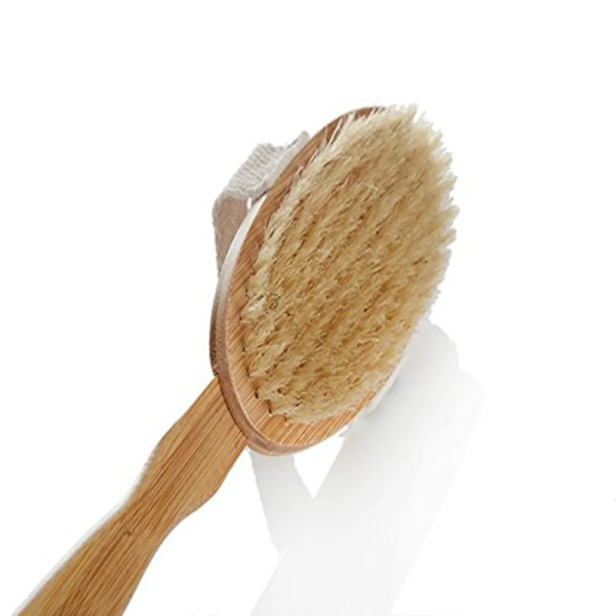 

Bristle Body Scrub Brush Removable Bamboo Handle Exfoliating Shower Bath Massage Tool For Circulation