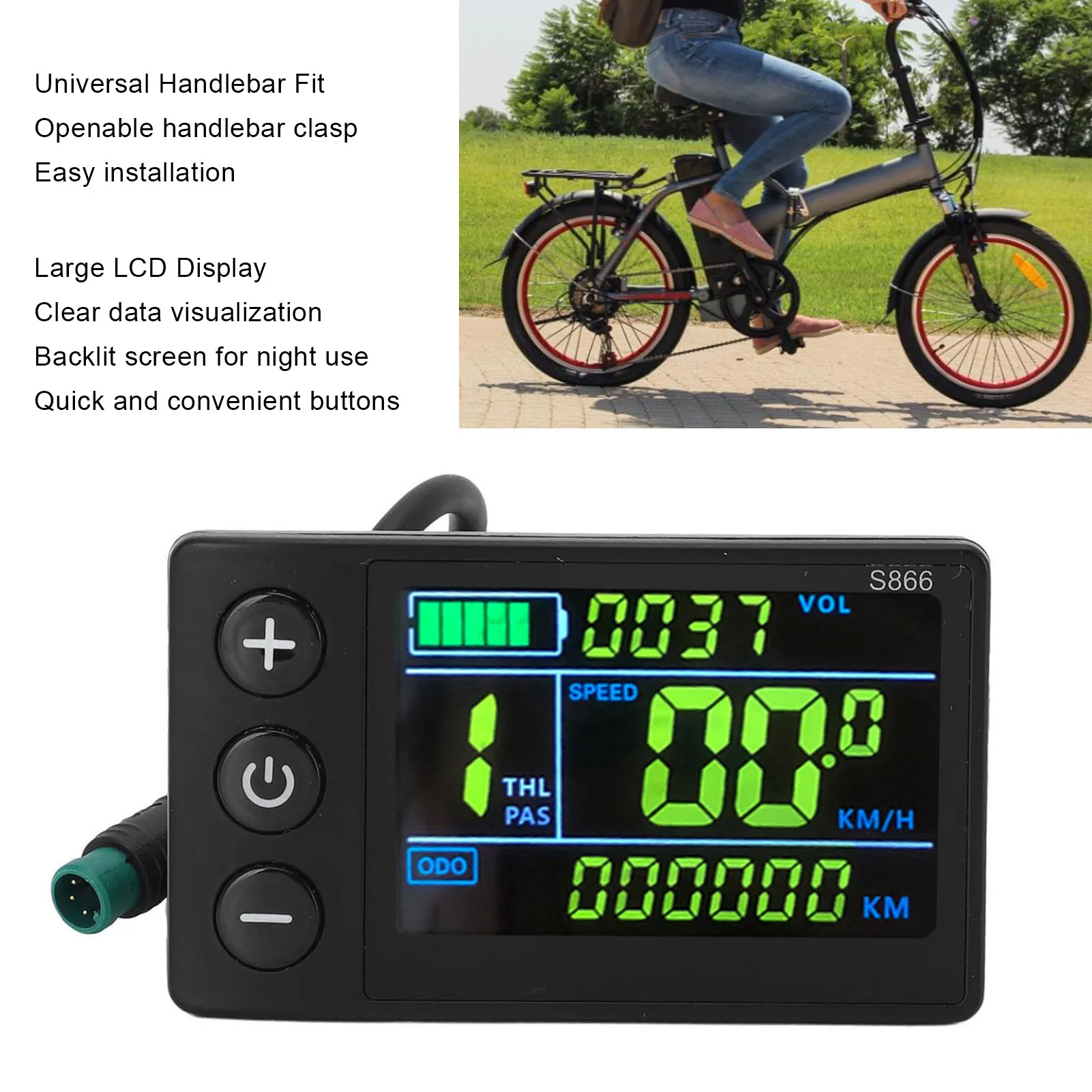Electric Bike LCD Display Electric Cycling Computer Color Screen Fit Waterproof 5 Pin Connector S866 for Cycling Accessories