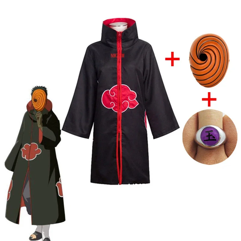 Akatsuki Tobi Obito Cosplay Costume Akatsuki Long Sleeve Cloak Halloween Carnival Funny Adult Cosplay Costume