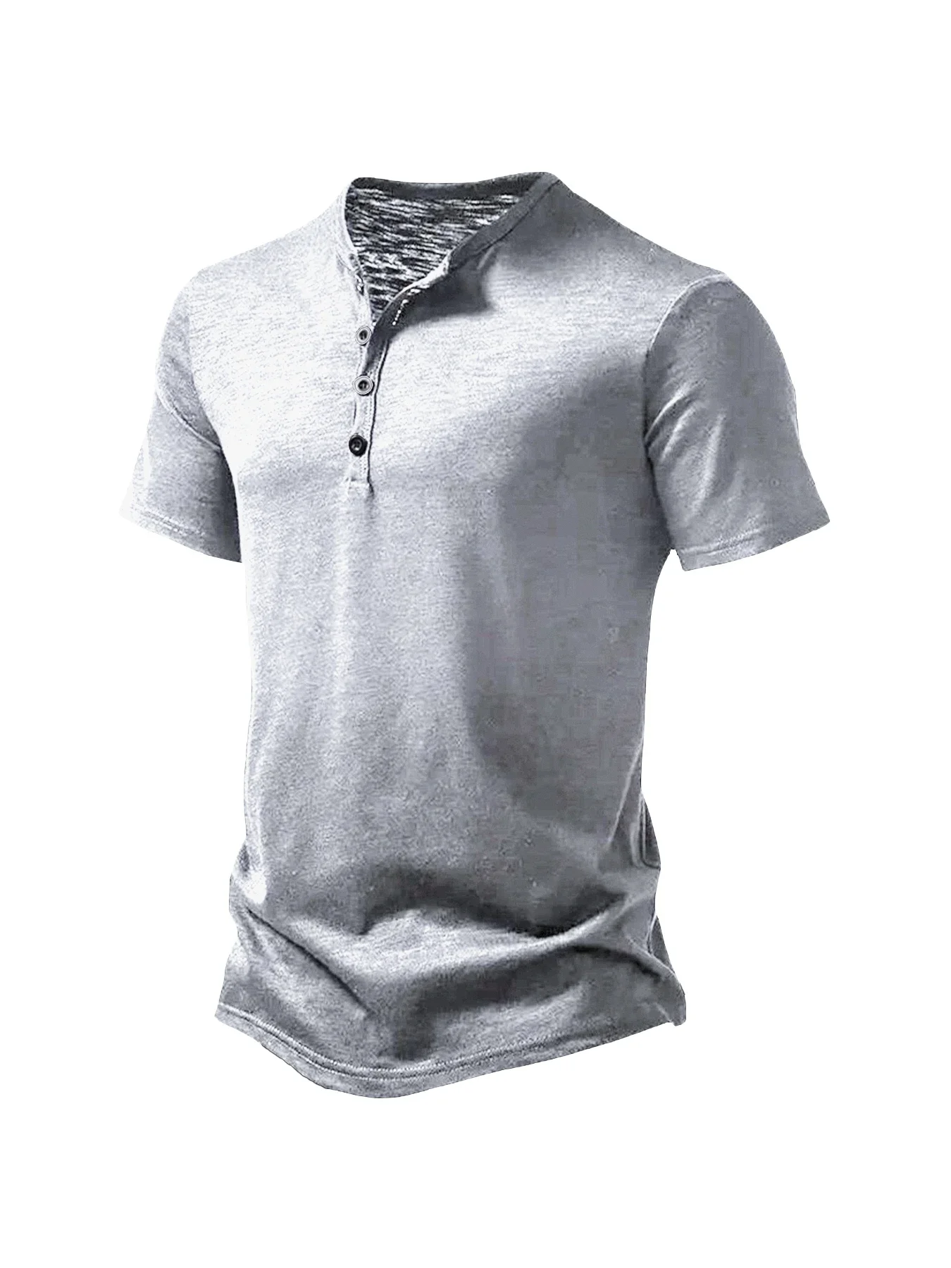 Men's Summer Basic T-Shirt Henley Neck Short Sleeve Male Casual Pullover Outdoor Breathable Streetwear Men's T-Shirt Tops image 5