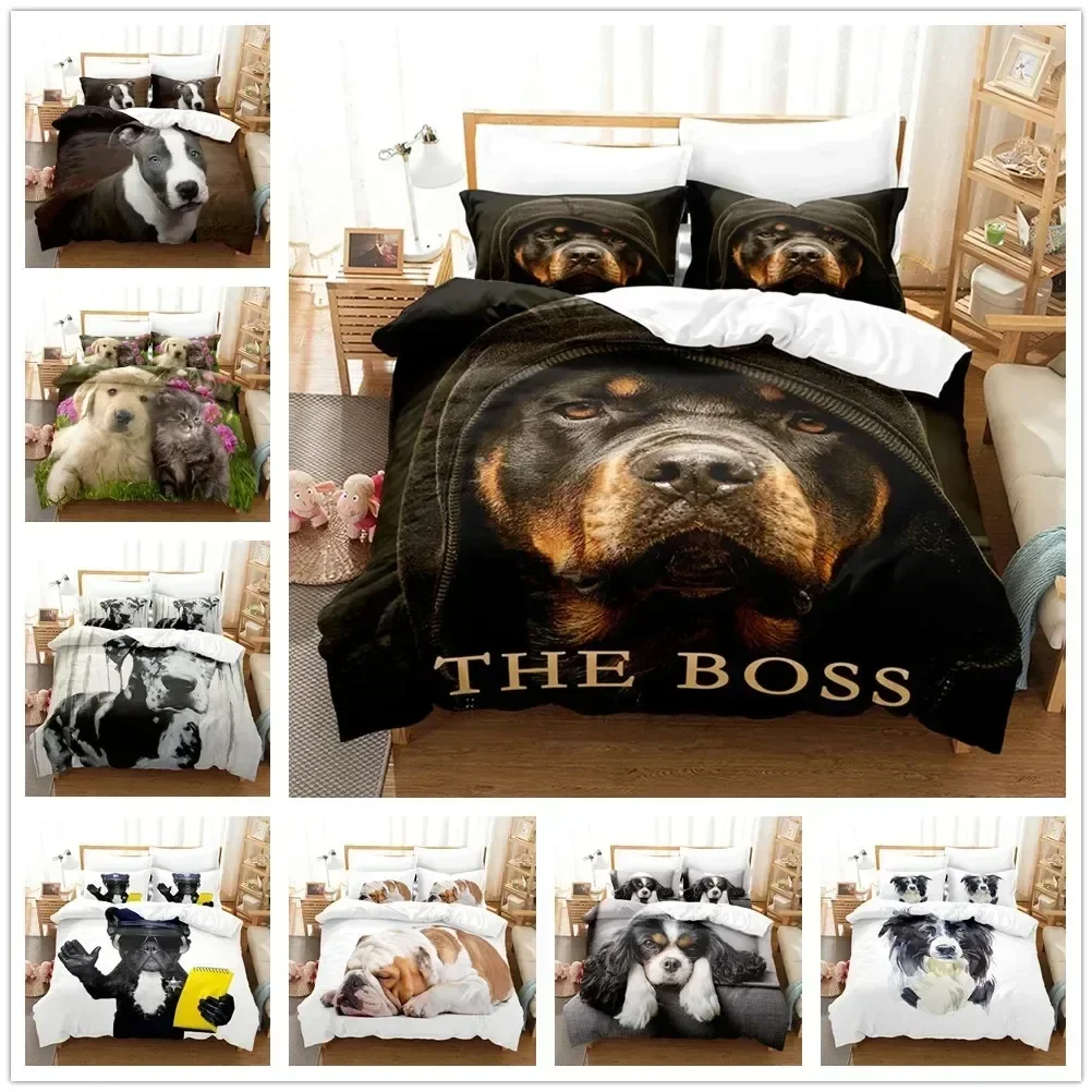 

Dog Comforter Duvet Cover Twin Kids Cute Bedding set Cartoon Puppy Pattern Duvet Cover Set 3D QuiltComforter Cover&Pillowcases