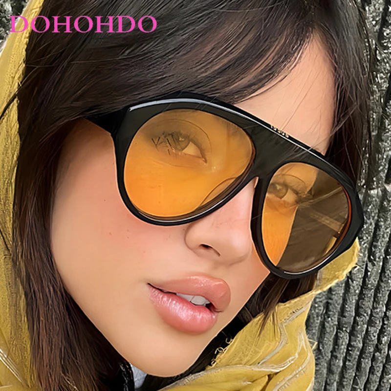 Trendy Luxury Big Frame Integral Sunglasses Men Women Fashion Brand Design Eyewear Travel Driving Shade Sunglasses Unisex UV400