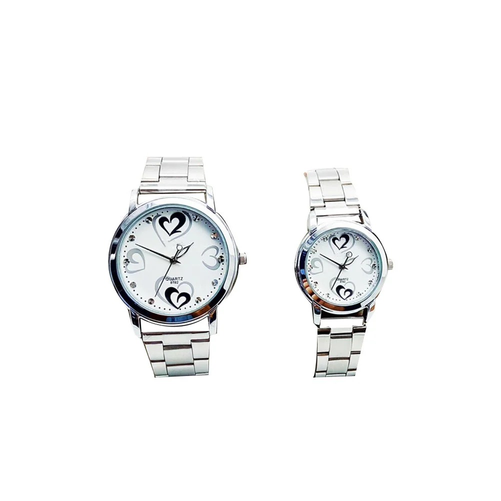 2 قطعة ساعات الأزواج حزام الصلب كوارتز ساعات المعصم مقاوم للماء عشاق الموضة هدية لعيد الحب أعياد الميلاد السنة الجديدة #6