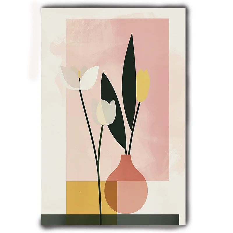 Maaltijd Tijd Abstracte Geometrische Elementen Natuur Geïnspireerd Poster Pastel Kleurenpalet Home Decor Decoratief schilderij