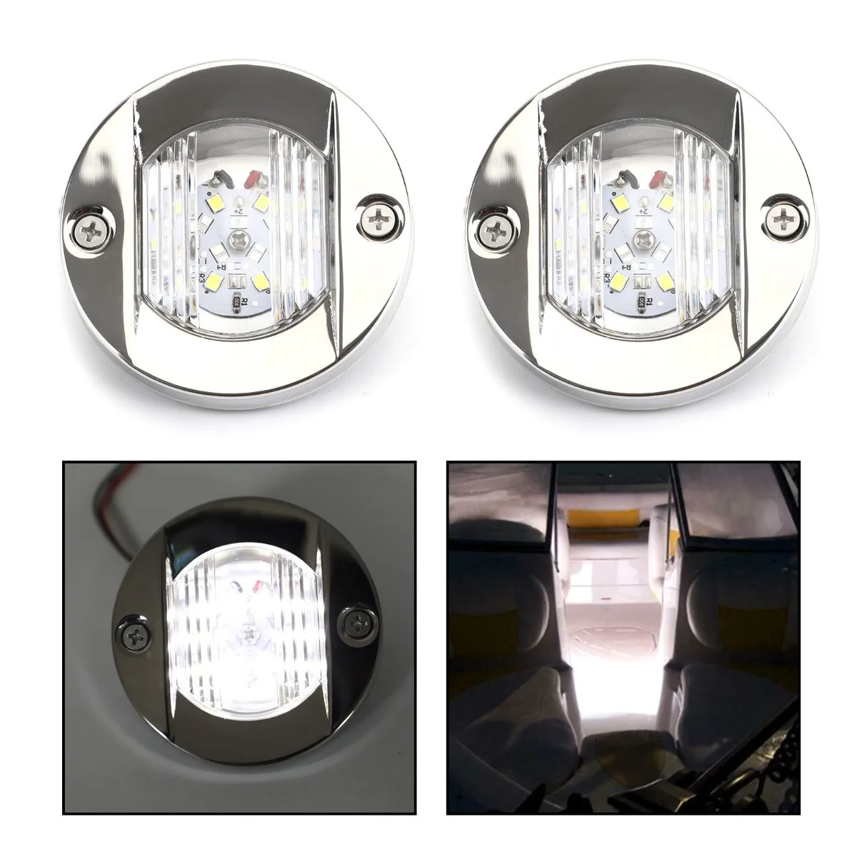 2PCS 12V 316 STAINLESS MARINE WHITE UNDERWATER LIGHT BOAT 6 LED 2.2W POWER BRIGHT Replacement Accessories