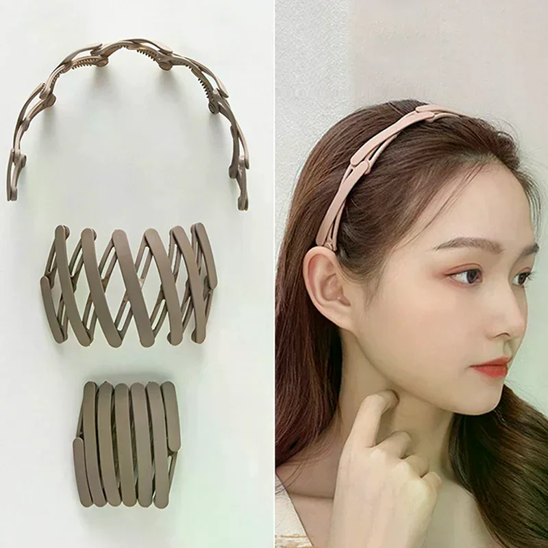 /YOV/Folding Hair Band Women Morandi Color Non-Slip Headband Korean Face Wash Hairband Girls Hair Accessories Portable