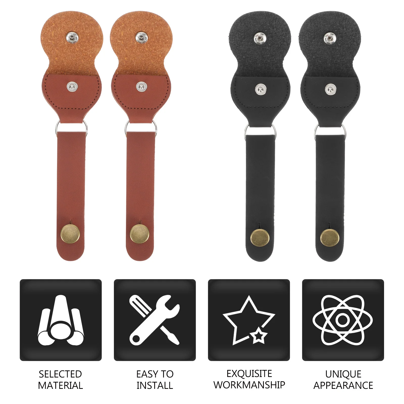 

4pcs Neck Straps Durable Headstock Straps With Pick Container Non-Scratch Portable Guitar Accessories For Acoustic