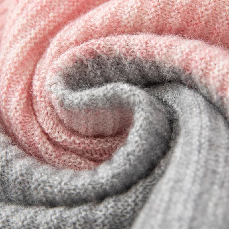 High quality cashmere neck cover for women, winter warm knitted scarf, fashionable color blocking neck protection cover