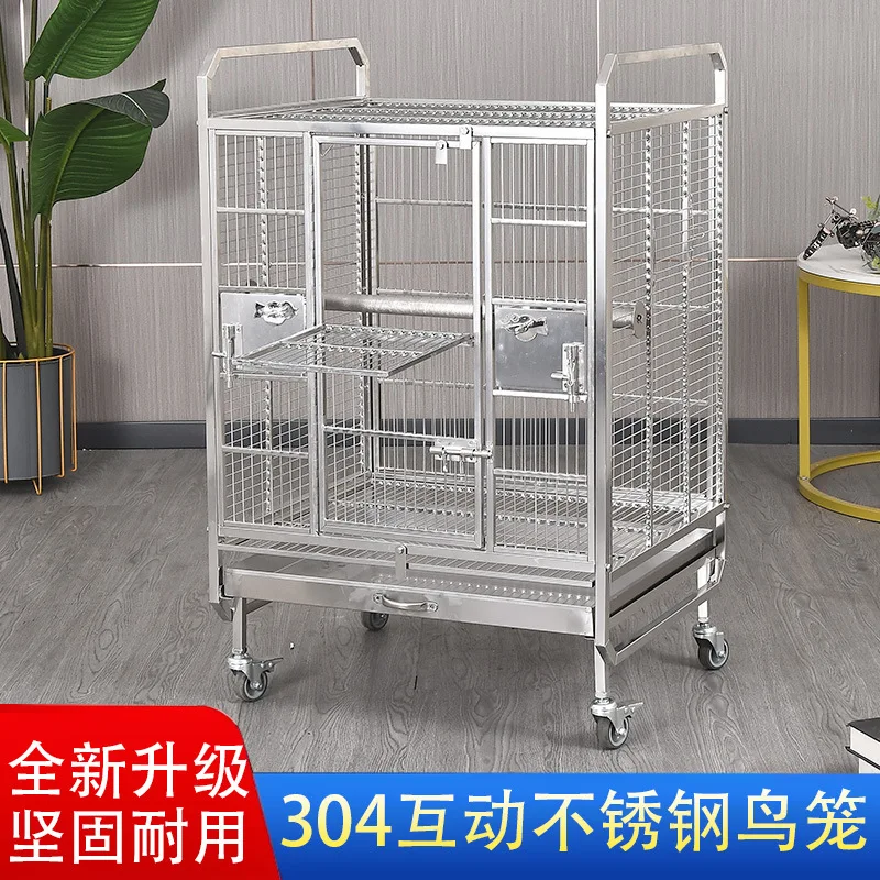 

304 stainless steel square luxury large parrot cage Xuanfeng starling myna gray parrot breeding bird cage large