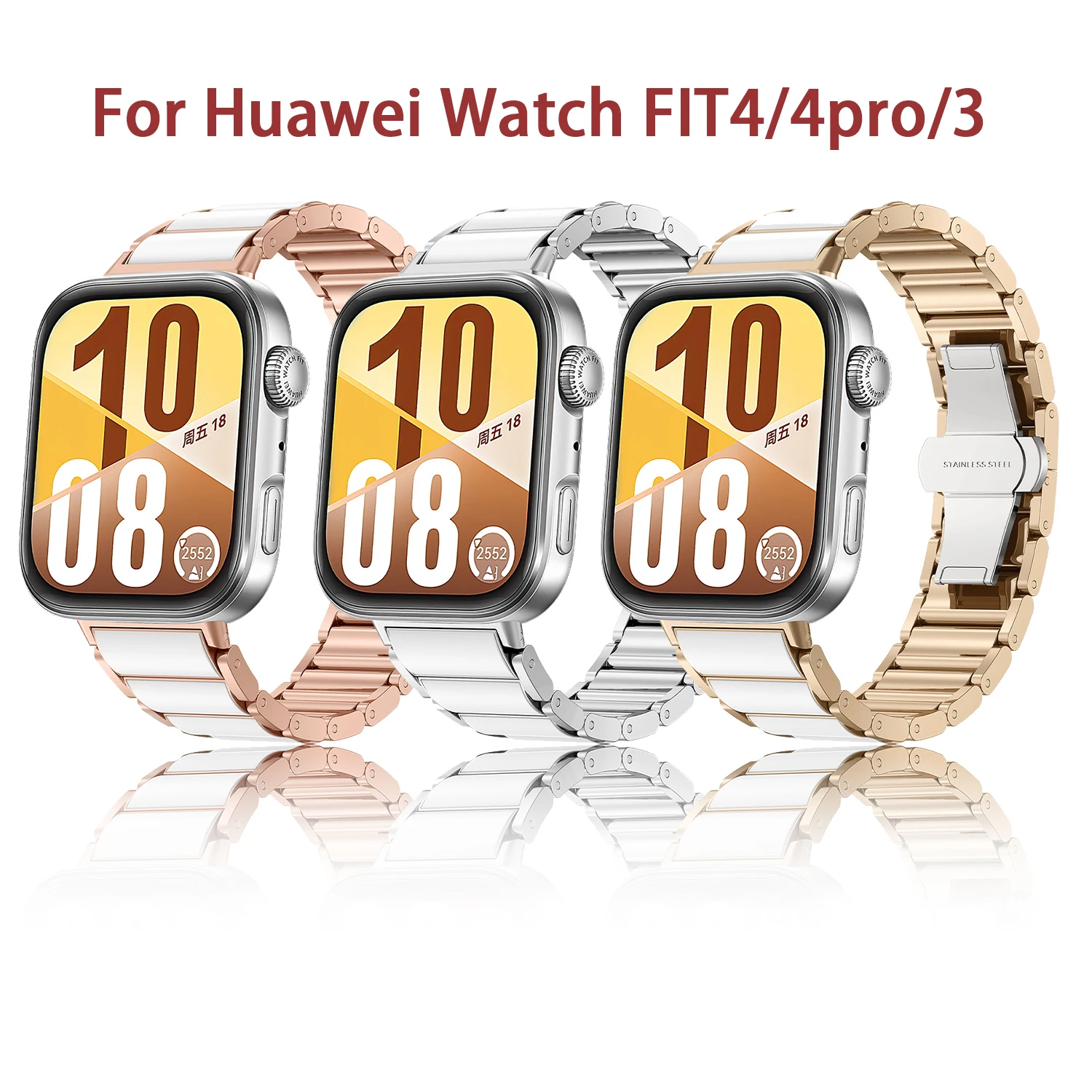 

Керамический ремешок для часов Huawei FIT4/4pro, женский браслет Corrrea для часов Huawei Fit 3, металлический ремешок для часов, аксессуары