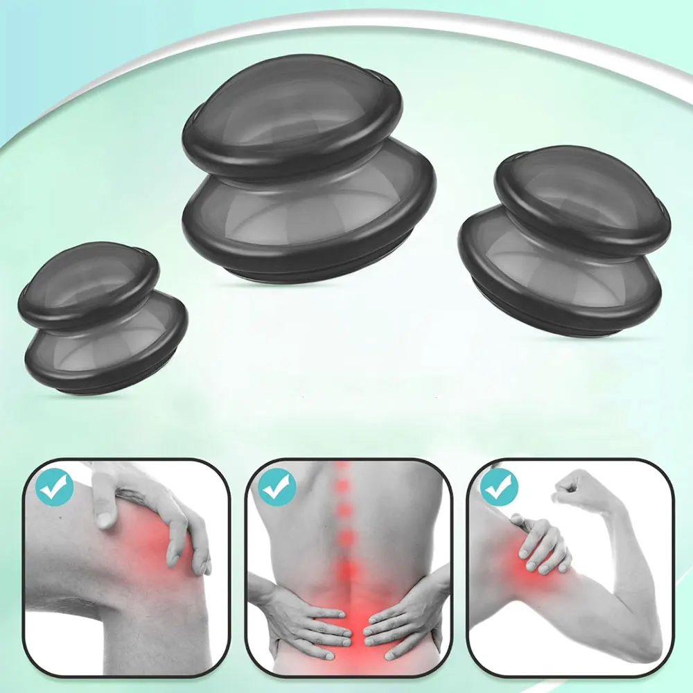 4Pcs Silicone Vacuum Cupping Set Massage Body Cups Back Gua Sha Ventosas Suction Cup Anti-Cellulite Skin Lift Physiotherapy Jars