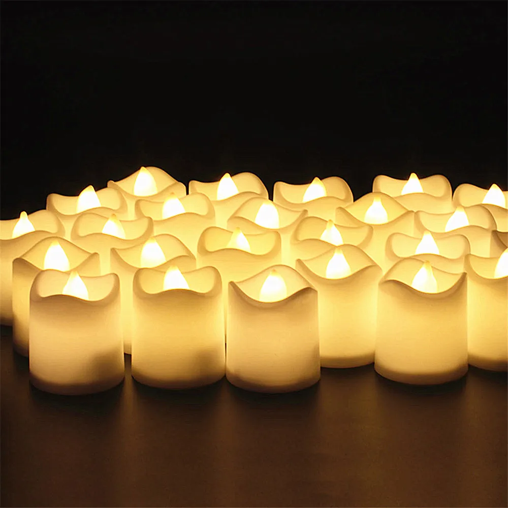 24/48 Pack Flameless Votive Candles Electric Battery Operated LED Tea Lights Fake Candle Warm White for Wedding Table Christmas