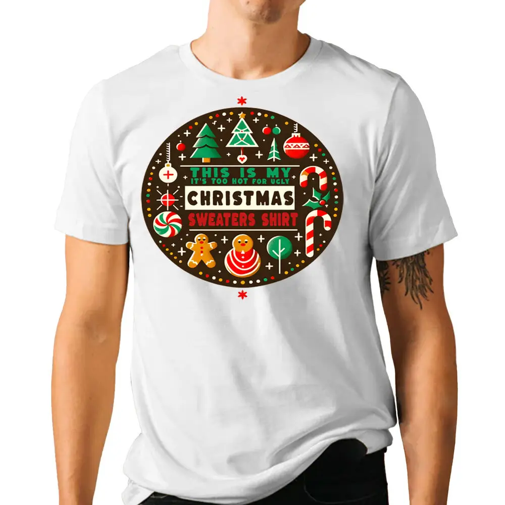 Te heet voor lelijke kersttruien T-shirt - Nieuwigheid Vakantie T-shirt Unisex T-shirts Katoen Luxe merk Vintage Oversized