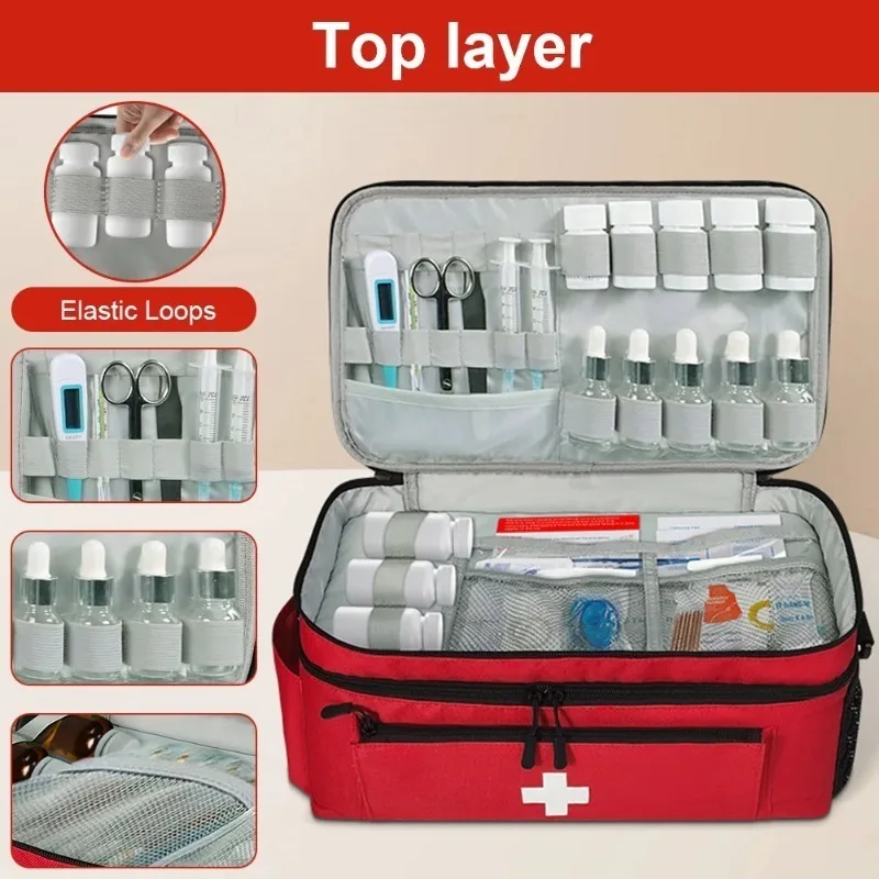 

【Hot Item】Travel Medicine Bag With Lockable Zippers Bottle Organizer Travel Emergency Kit Mediion Organizer For Home And