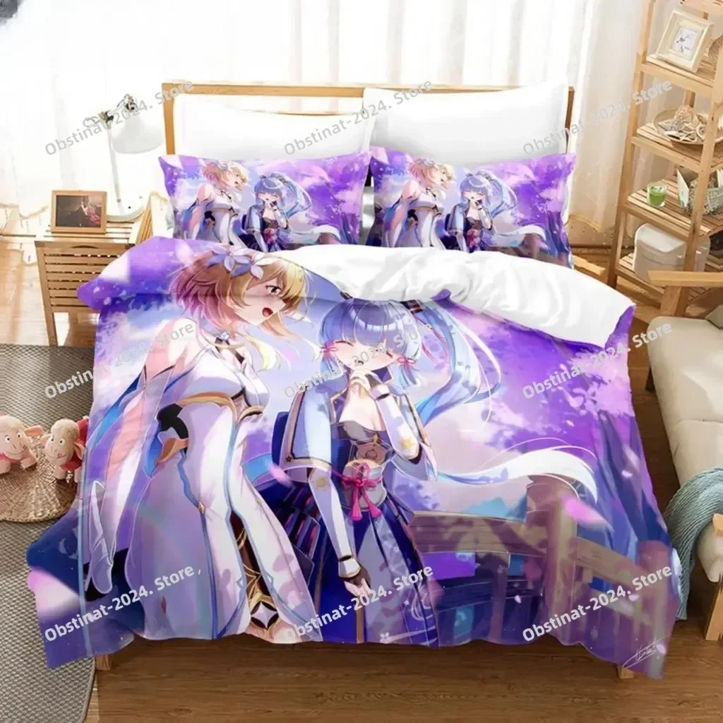 

3D Anime Genshin Impact Lumine Bedding Set Duvet Cover Full Queen King Size Pillowcase Bed Print Aldult Kid Bedroom Single Twin