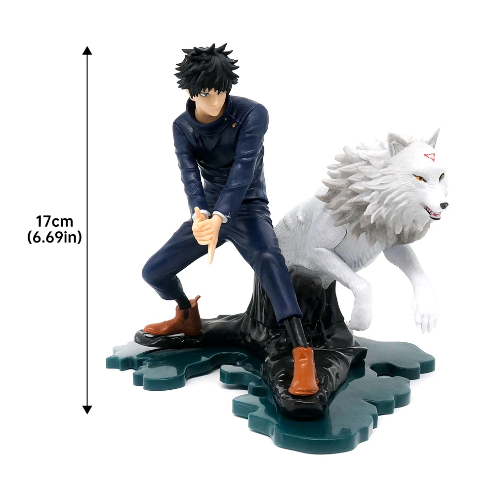 Anime Jujutsu Figures 17cm Fushiguro Megumi Figura with Jade Dog Statue PVC Collectible Model Gojo Satoru Model Figure Toys