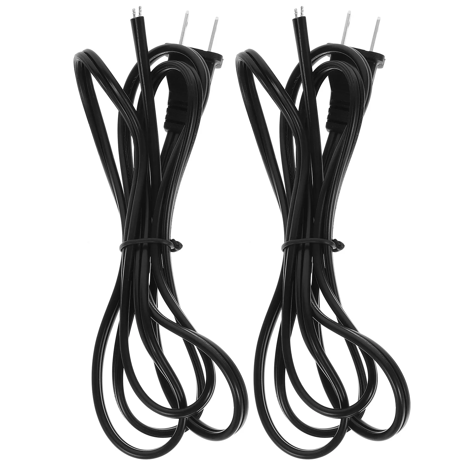 2Pcs Power Cord Extension Cable 2 Prong Replacement Plug Copper Wire Appliance Lamp Computer Rice Cooker Power Supply