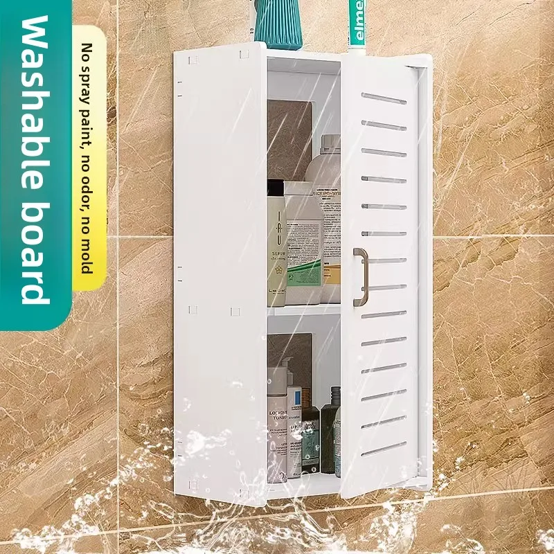 ‌Heavy Duty Bathroom Wall Mounted Shelves, No Drill Multi Layer Storage Cabinet, Spacious Shower Organizer with Rustproof Design