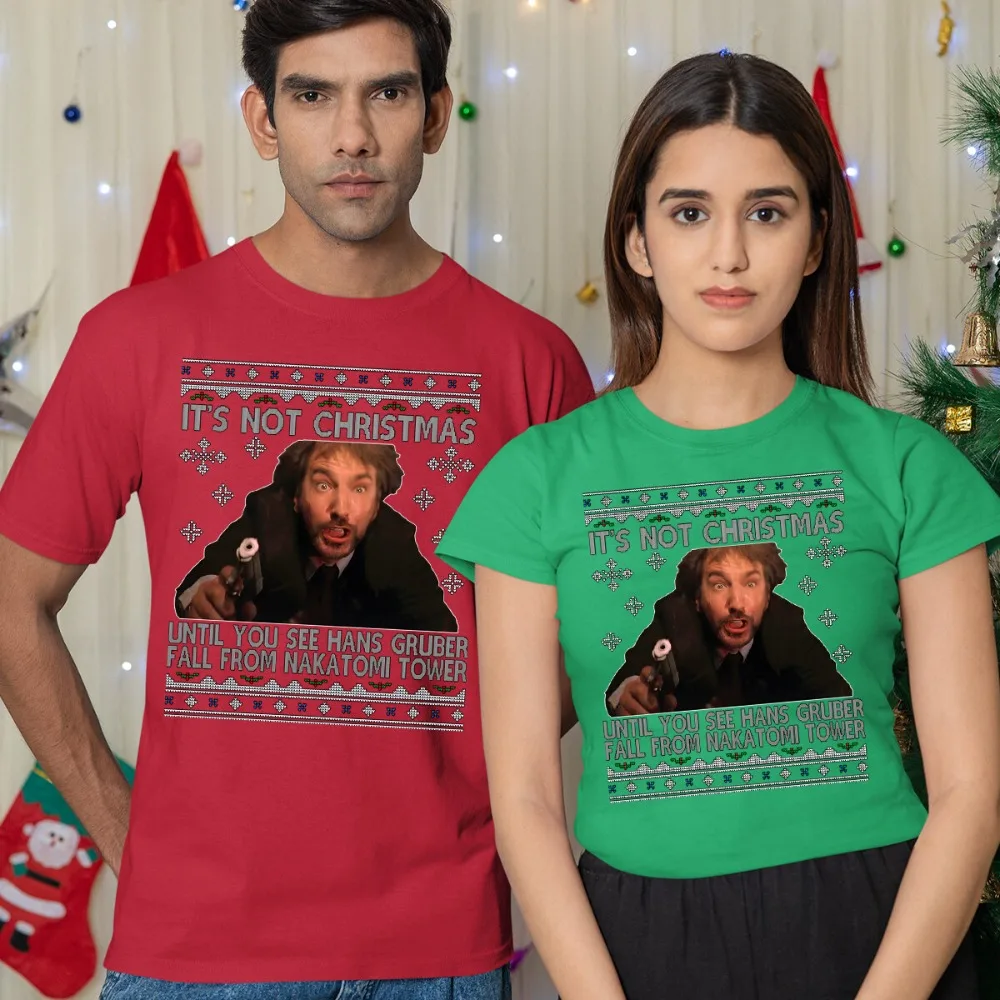 Die Hard Christmas T-Shirt Funny Mens and Womens Tee O-neck Hot Sale Christmas Tops Classic Movie Printed Shirt Casual Cotton T