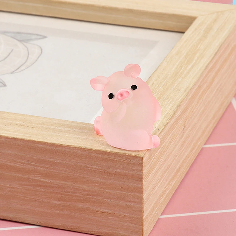 Miniaturas de cerdo de dibujos animados de resina, muñeco Kawaii de 6 piezas, accesorios de decoración del hogar