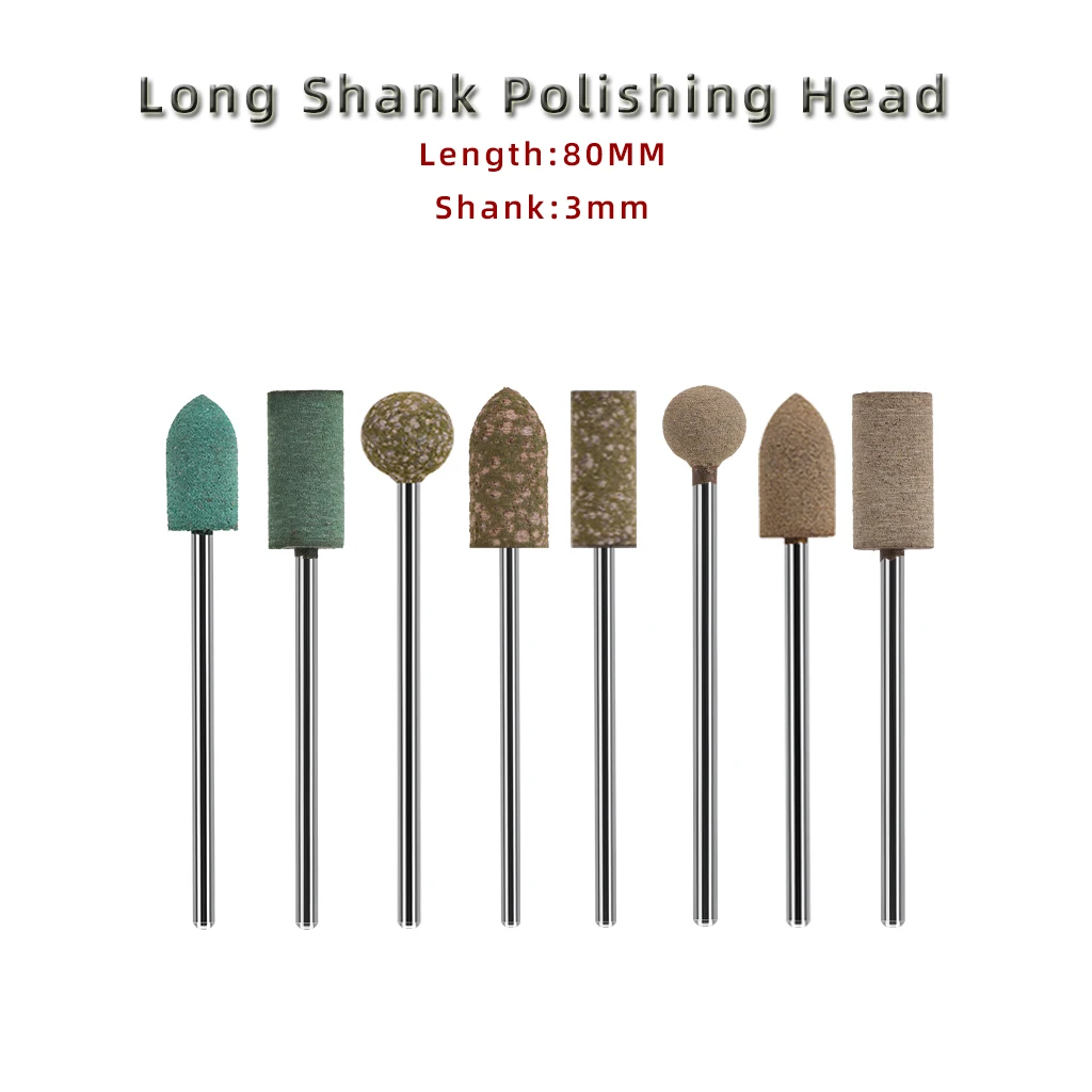 80mm Long Shaft Mounted Rubber/Cowhide/Sponge Grinding Head For Polishing Jade Agate Metal Etc Polishing Rotary Power Tools
