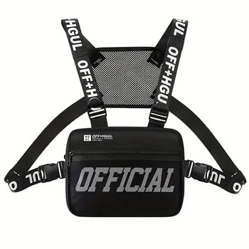 Bolsa de pecho, ropa de calle de moda, tácticas de hip-hop para hombres, bolsa de chaleco colgante para el pecho con doble correa, viajes, senderismo, deportes al aire libre
