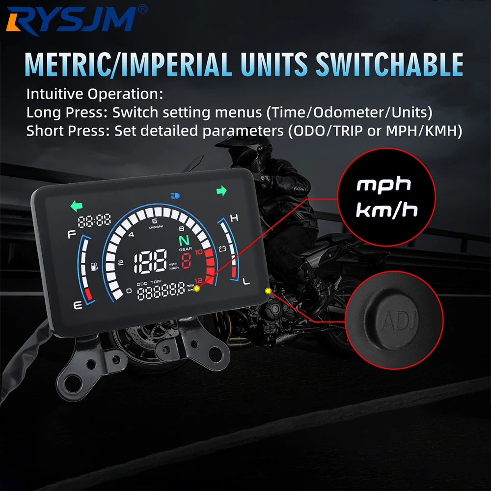 Tablero Digital LED Universal de 12V para motocicleta, velocímetro resistente al agua, odómetro, RPM, medidor de velocidad y kilometraje para Honda EX5 Vento Ryder
