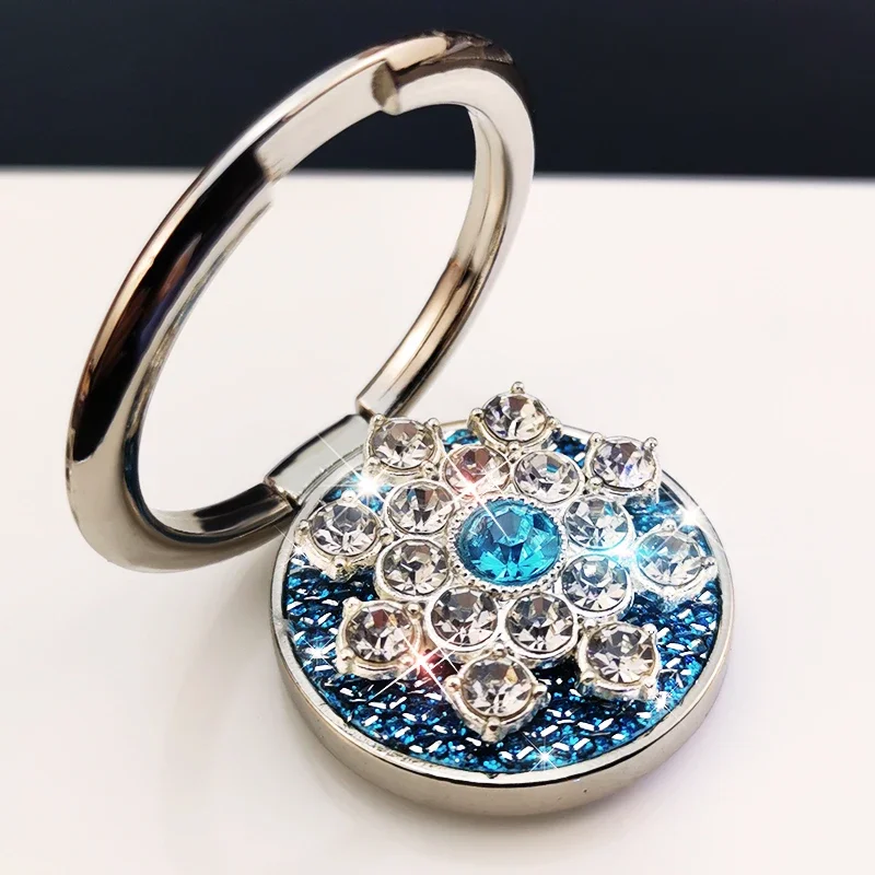 Phone Buckle Ring Holder Rhinestone Fashion Sequin Finger Buckle Ring Metal Pull Ring Desktop Support Bracket Adhesive Type