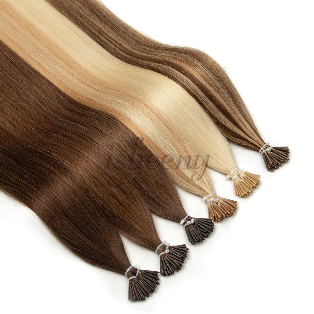 isheeny I Tip Hair Extensions Natural Straight Real Human Hair Extensions 30g/pack Lightweight Thin Keratin Hair 12-20 Inches