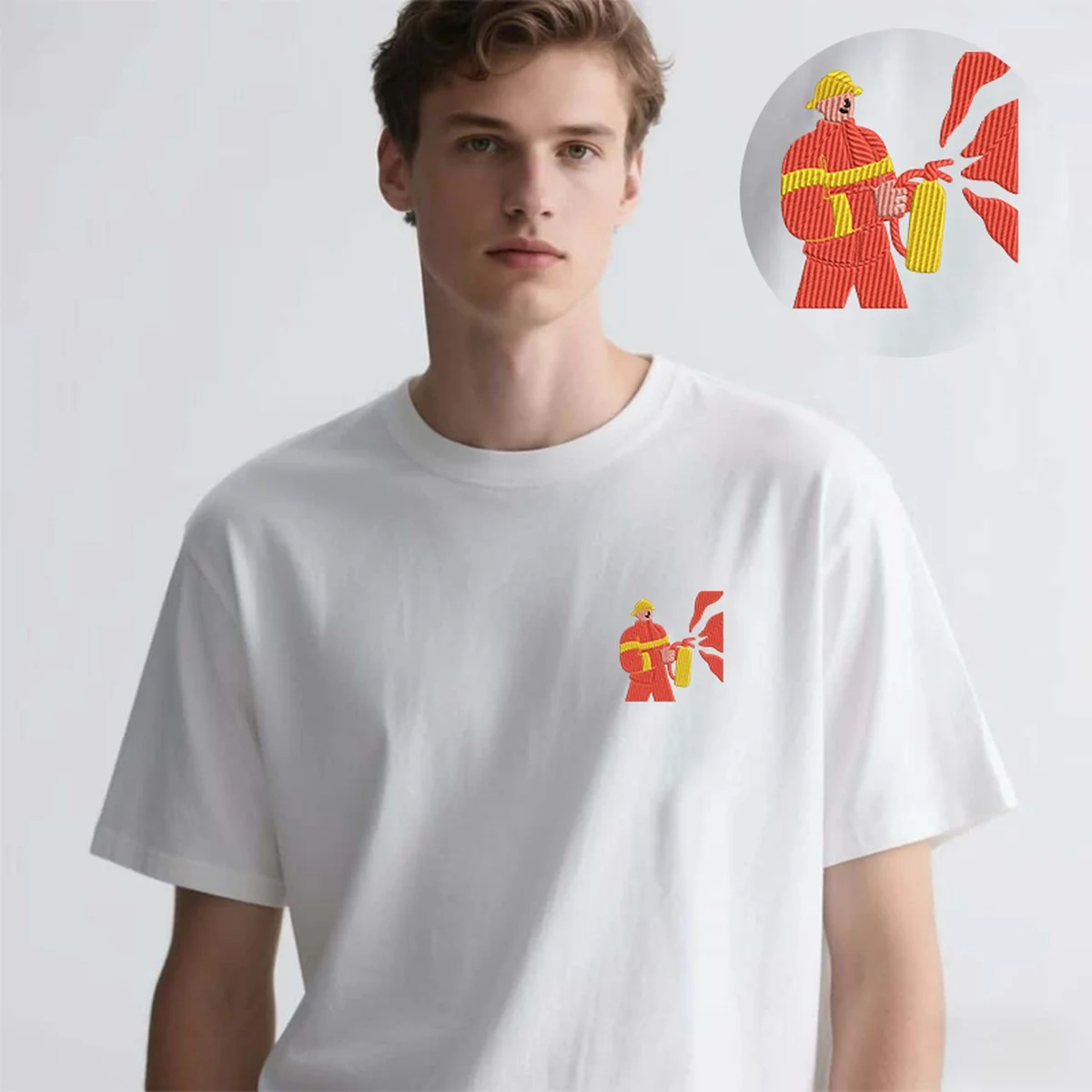 

Dedicated Men Women T-Shirt Y2K Embroidery Work Luxury Cotton Top Tees Soft Embroideried Fireman Art Weekends Trendy T-Shirts