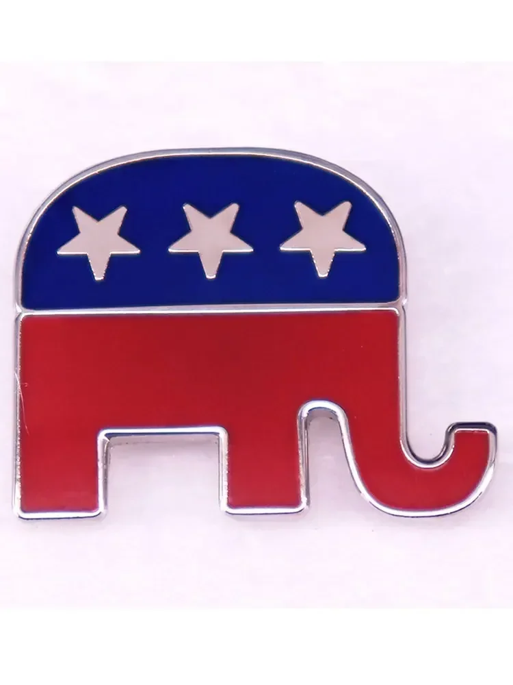 العلم الأمريكي رسائل الفيل شعار دبابيس شارة مينا معدنية نجمة متلألئة راية التلبيب بروش دبوس إعطاء الأصدقاء والمشجعين الهدايا