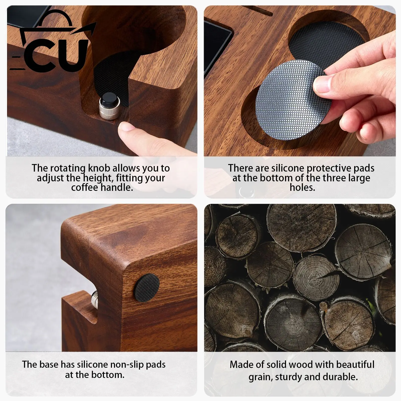 Suitable for Coffee press seat, coffee machine handle matching storage, walnut beech filling seat, cloth powder seat