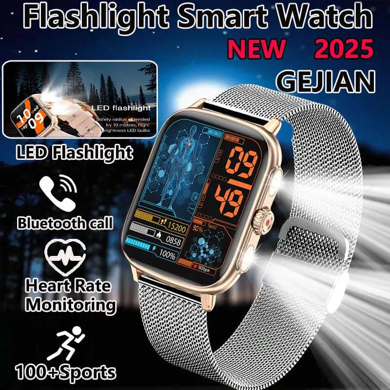 

GEJIAN LED Flashlight Smart Watch Heart Rate And Blood Oxygen Monitoring IP67 Bluetooth Call GPS Trajectory Tracking Smartwatch