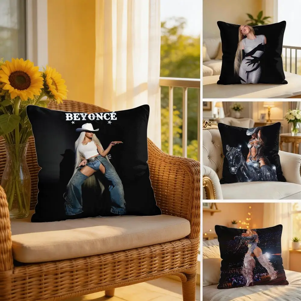 Singer B-Beyonce Kissenbezug, weicher Plüsch-Kissenbezug |   Doppelseitiger dekorativer Kissenbezug |   Sofa Schlafzimmer Wohndekor