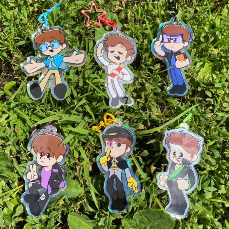 Sanders Sides Style Acrylic Keychain Virgil Logan Roman Patton Character Pendant Kawaii Cartoon Keyring Collectible Gift