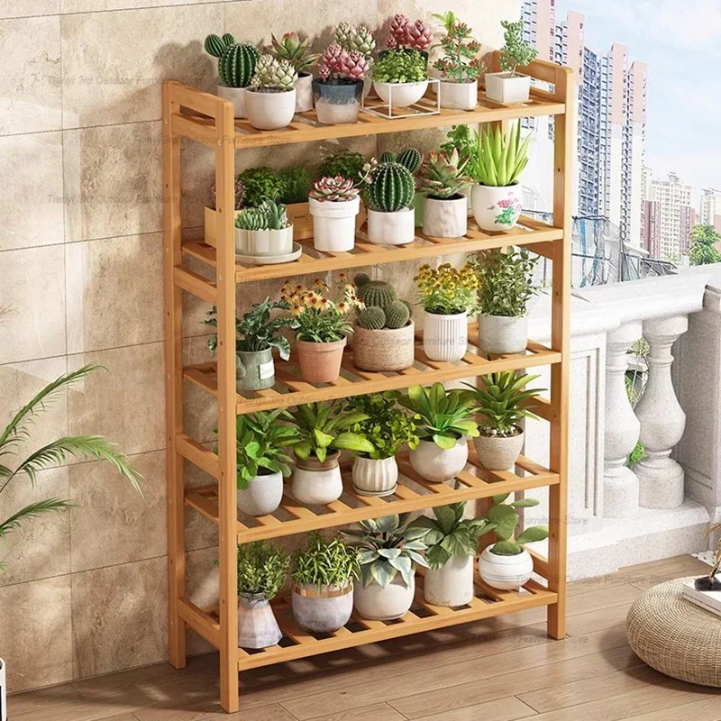 Balcony Flower Shelf Plant Shelves Pot Holder Lean Against The Wall Wood Plant Shelves Put Decorative Furniture Portafiori