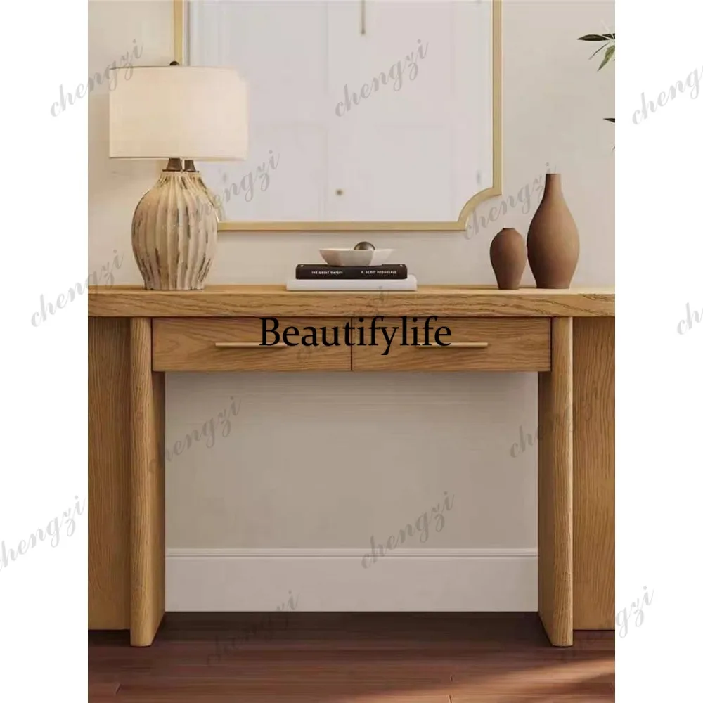 Medieval solid wood entrance cabinet entrance table designer retro creative entrance table