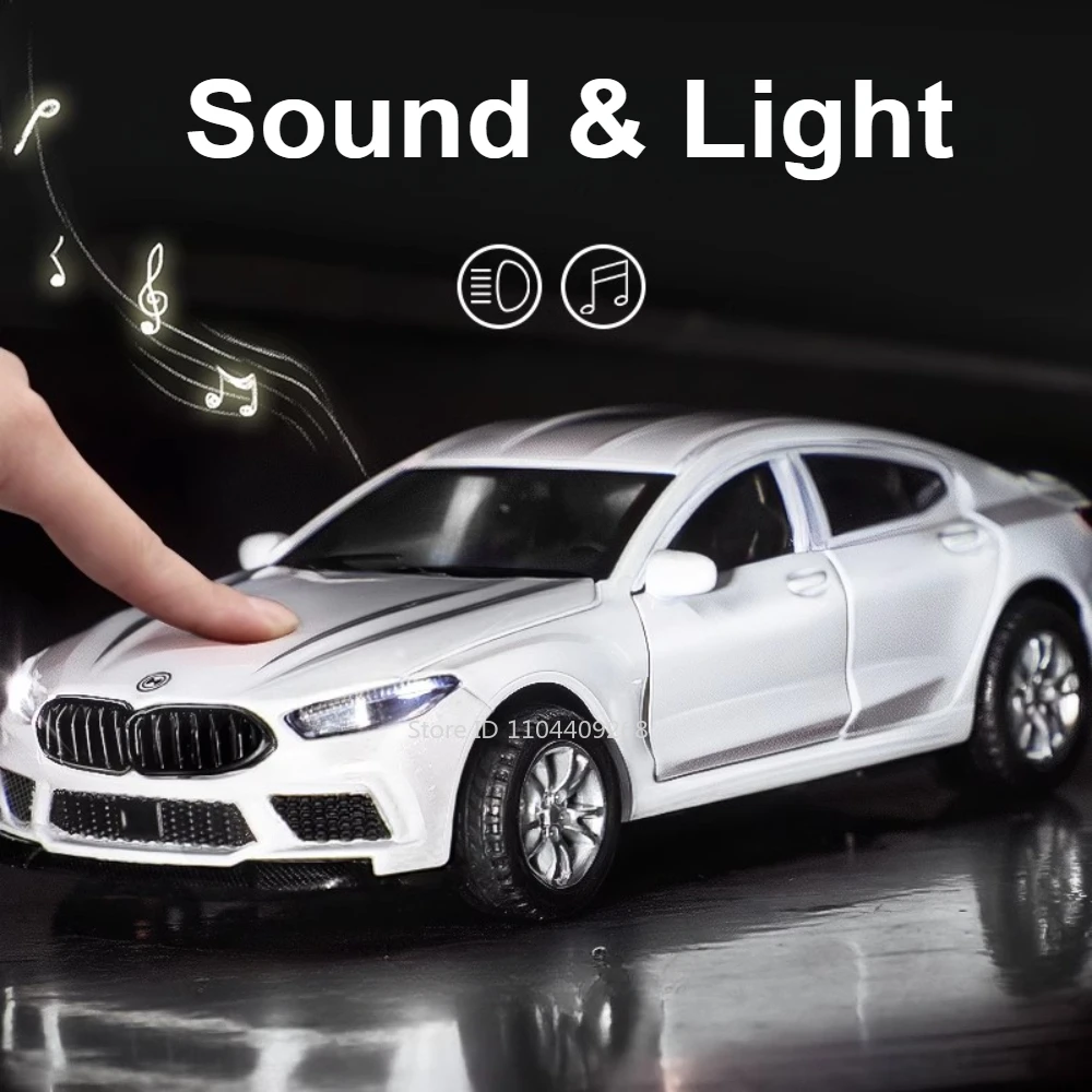 Scale 1:32 M8 Car Model Toy Diecast Alloy Doors Opened Music Light Pull Back Simulation Police Cars Toys  for Kids Presents