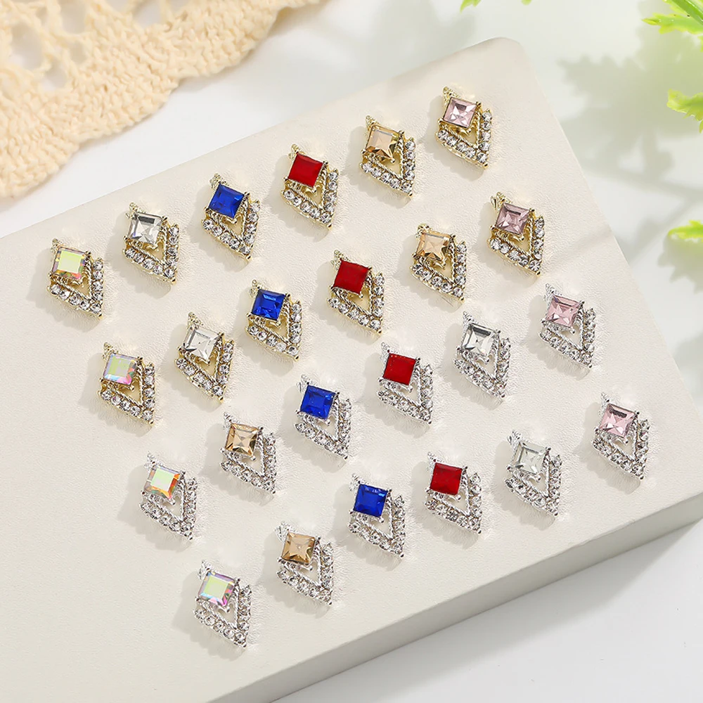 10pcs Diamond Necklace Shape Nail Art Charm 3D Full Glitter Block Crystal Gem Nail Decoration DIY Light Manicure Accessories