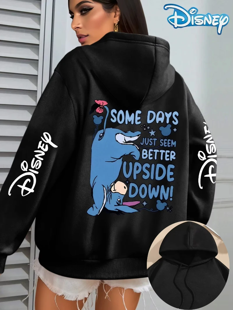 ديزني النساء الرجال Eeyore ويني ذا بوه هوديس هودي البلوز البلوز الخريف الشتاء معاطف المتضخم مع الجيب الأمامي #1