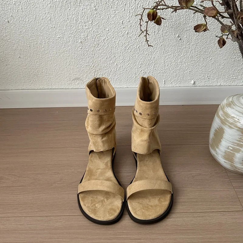 Women's height-increasing summer boots, 2026 new Roman sandals, stacked boots, wedge beach pants women's shoes