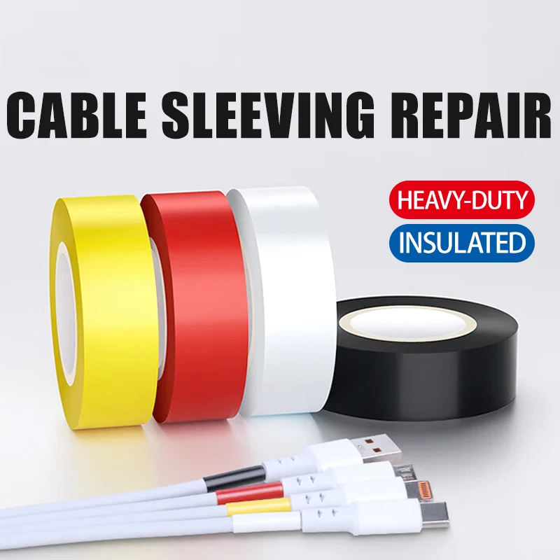 PVC Electrical Insulation Tape Flame Retardant Waterproof Wire Cable Wrap 600V 10M/roll Black Red Blue Green Yellow White