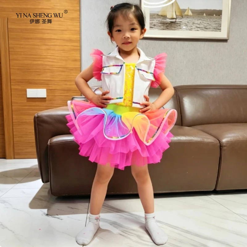 Children's Performance Costume, Stage Performance Costume, Cute Fluffy Skirt, Runway Show, Street Dance, Hip-hop