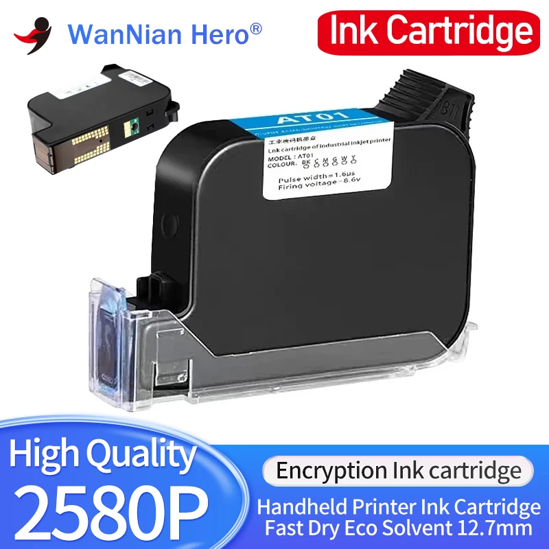 

2580P Handheld Printer Ink Cartridge Printer Fast Dry Eco Solvent Print Height 12.7mm Inkjet Printer Encryption Ink cartridge