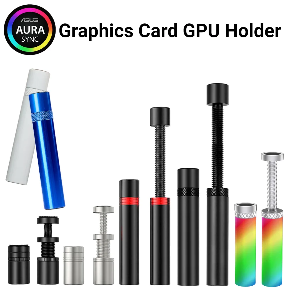 Aluminum Alloy ARGB Graphics Card GPU Holder Magnetic Telescopic Rotary Screw Vertical Video Card Support for Atx/m-atx/itx Case