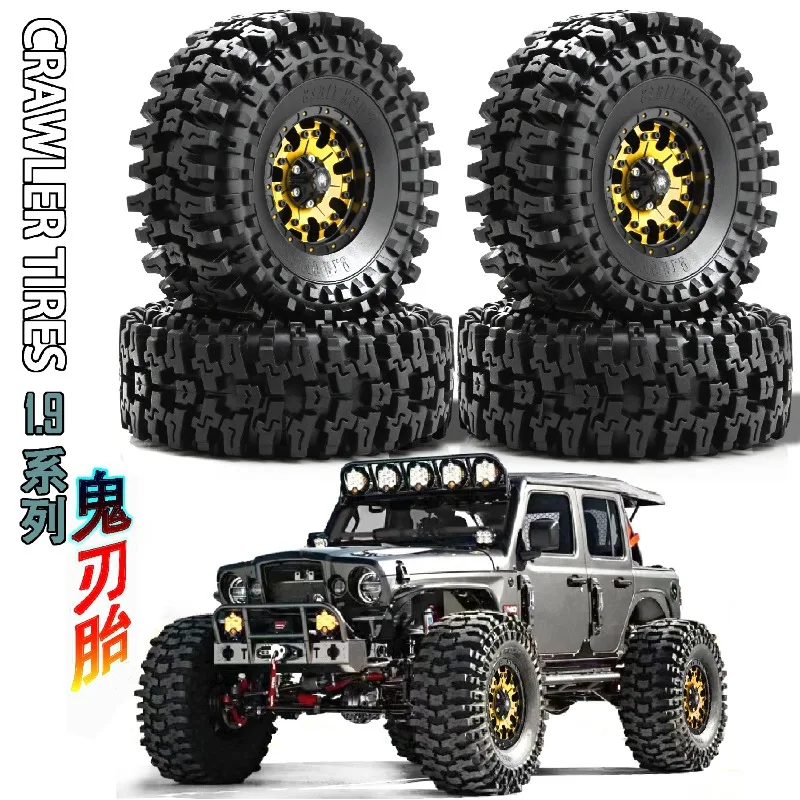 1/10 RC Crawler 1.9 Soft Rubber Beadlock Wheels Tires OD 4.13